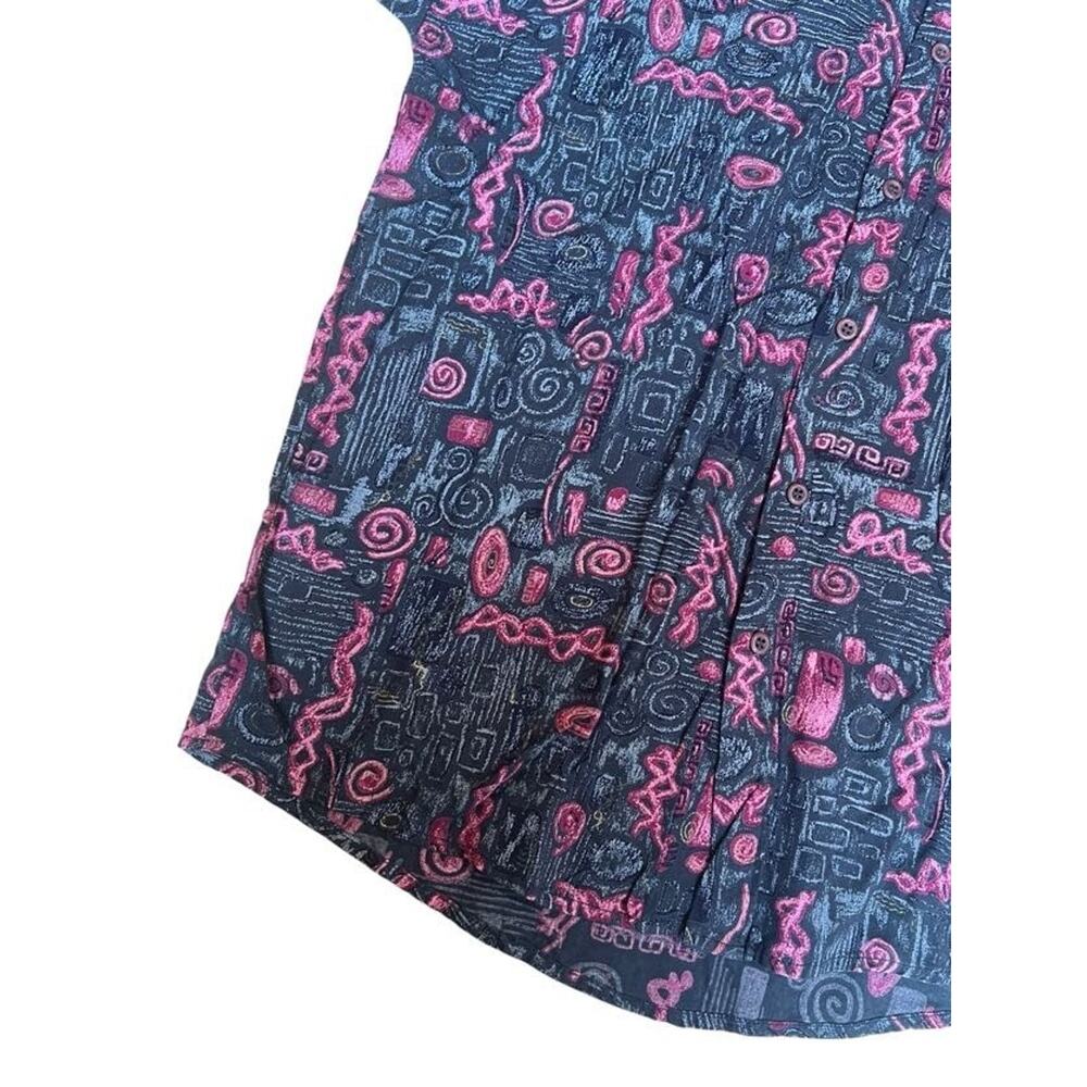 Frank Men's Vintage 80s Shirt Button Up Neon Funky Floral Size Small - Picture 7 of 8